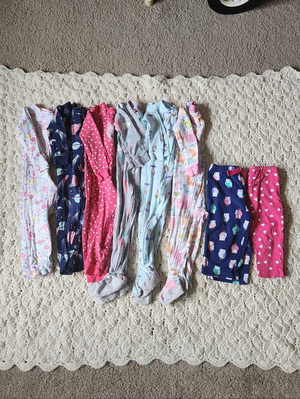 Large Lot Carter's 18M Baby Girls Footies Footless PJs Pants Pajamas